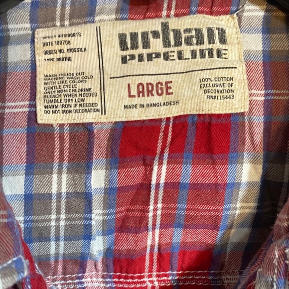 Urban Outfitters Red and Blue Plaid Men's Shirt - Picture 2 of 5